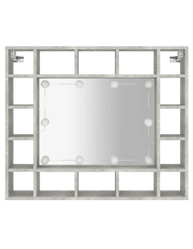 Mobile a Specchio con LED Grigio Cemento 91x15x76,5 cm