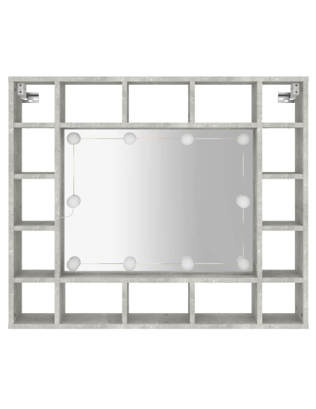 Mobile a Specchio con LED Grigio Cemento 91x15x76,5 cm