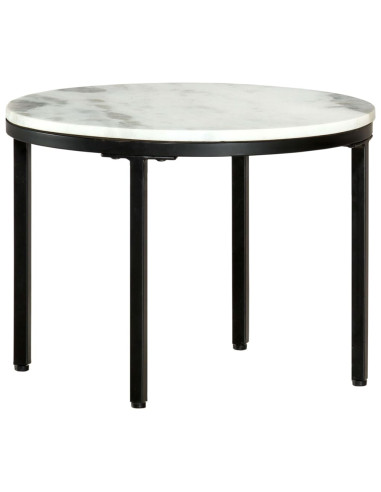 Tavolino da Salotto Bianco e Nero Ø50 cm in Vero Marmo Solido
