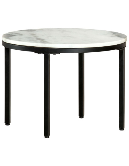 Tavolino da Salotto Bianco e Nero Ø50 cm in Vero Marmo Solido