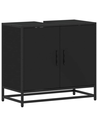 Mobile Lavabo da Bagno Nero 65x33x60 cm in Legno Multistrato