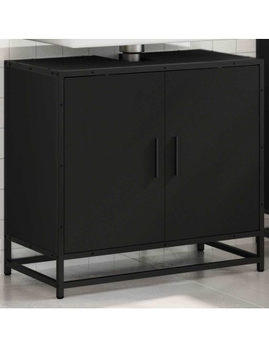 Mobile Lavabo da Bagno Nero 65x33x60 cm in Legno Multistrato