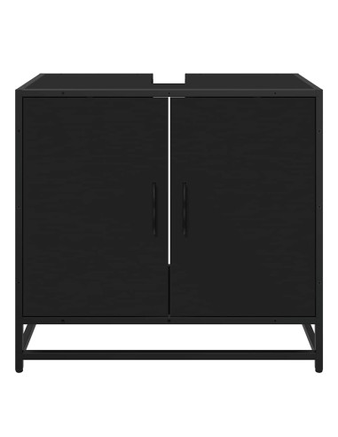 Mobile Lavabo da Bagno Nero 65x33x60 cm in Legno Multistrato