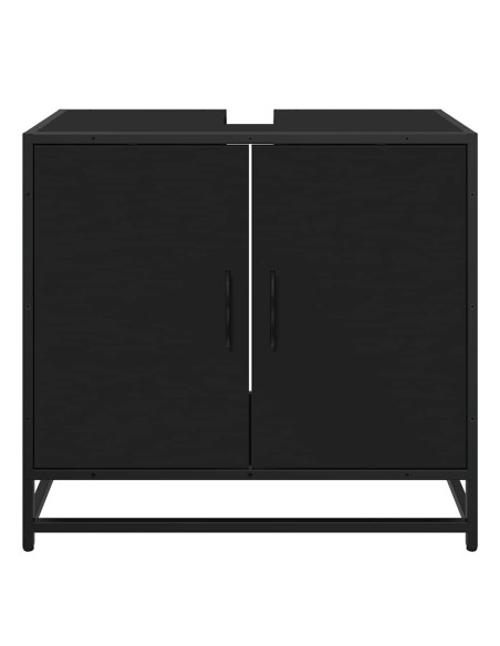 Mobile Lavabo da Bagno Nero 65x33x60 cm in Legno Multistrato