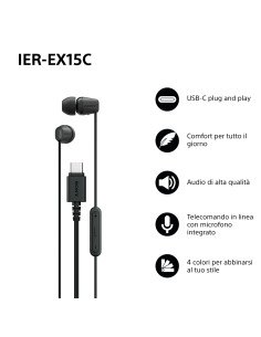 Sony IER-EX15C Auricolare Cablato In-ear Musica e Chiamate USB tipo-C Nero 2
