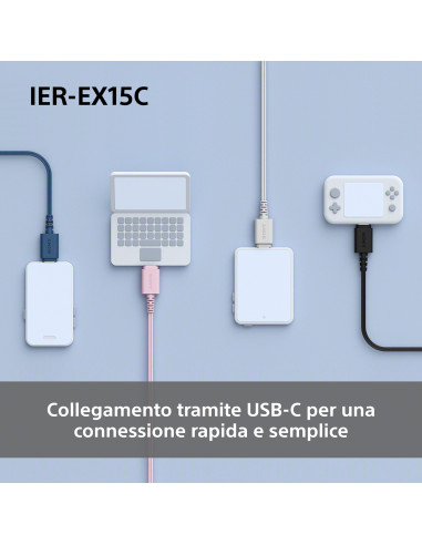 Sony IER-EX15C Auricolare Cablato In-ear Musica e Chiamate USB tipo-C Nero