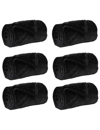 Coperte da Pile 6 pcs Nero 150 x 200 cm Panno