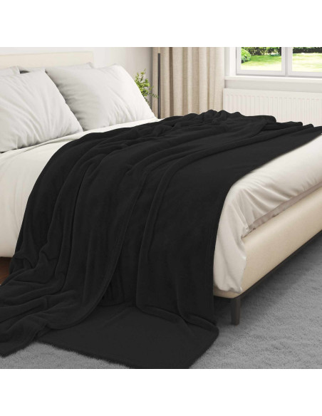 Coperte da Pile 6 pcs Nero 240 x 270 cm Panno