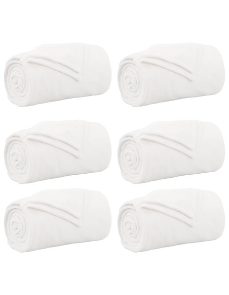 Coperte da Pile 6 pcs Bianco 220 x 240 cm Panno