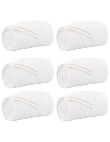 Coperte da Pile 6 pcs Bianco 240 x 270 cm Panno