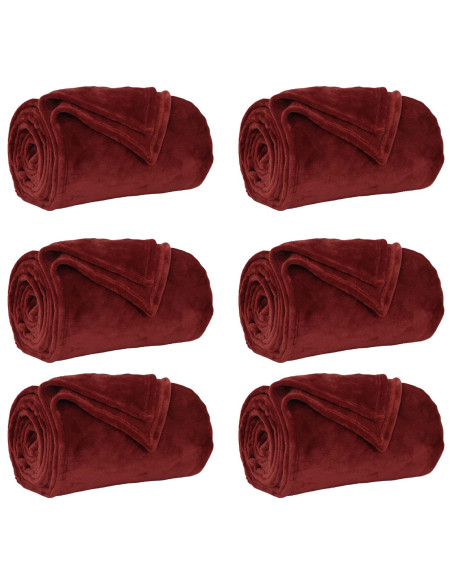 Coperte da Pile 6 pcs Rosso Bordeaux 220 x 240 cm Panno