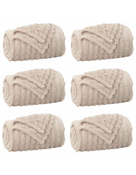 Coperte da Pile 6 pcs Beige 200 x 150 cm Panno