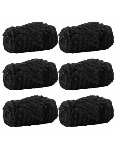 Coperte da Pile 6 pcs Nero 150 x 130 cm Panno
