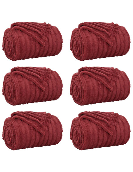 Coperte da Pile 6 pcs Rosso Bordeaux 150 x 130 cm Panno