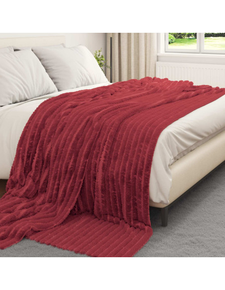 Coperte da Pile 6 pcs Rosso Bordeaux 270 x 240 cm Panno