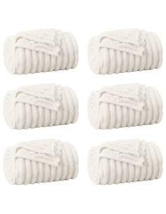 Coperte da Pile 6 pcs Crema 240 x 220 cm Panno 2