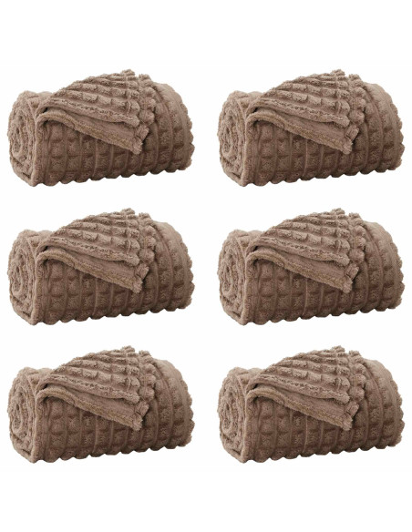 Coperte da Pile 6 pcs Cammello 200 x 150 cm Panno