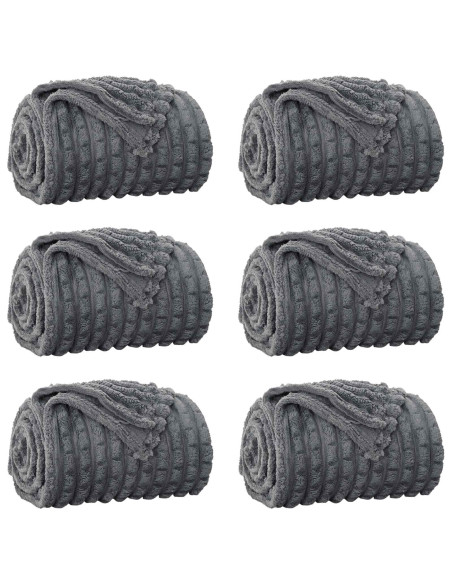 Coperte da Pile 6 pcs Grigio scuro 270 x 240 cm Panno