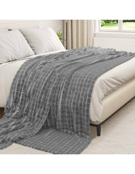 Coperte da Pile 6 pcs Grigio scuro 270 x 240 cm Panno