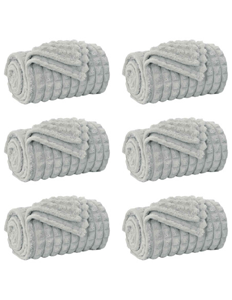 Coperte da Pile 6 pcs Grigio 150 x 130 cm Panno