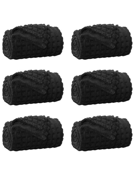 Coperte da Pile 6 pcs Nero 270 x 240 cm Panno