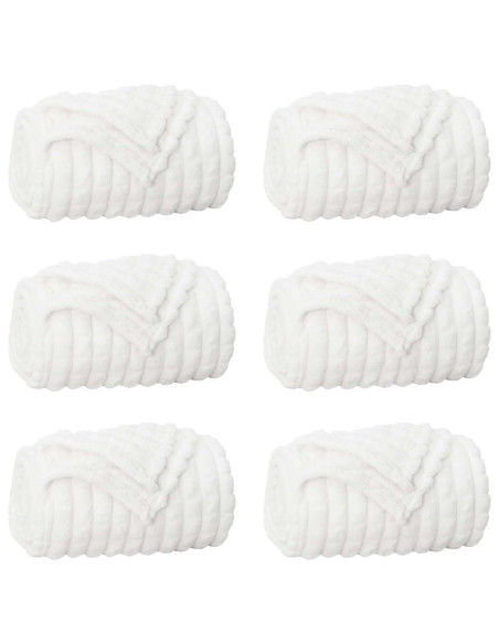 Coperte da Pile 6 pcs Bianco 240 x 220 cm Panno