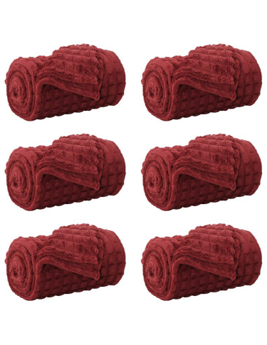 Coperte da Pile 6 pcs Rosso Bordeaux 240 x 220 cm Panno