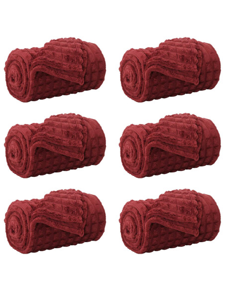 Coperte da Pile 6 pcs Rosso Bordeaux 240 x 220 cm Panno