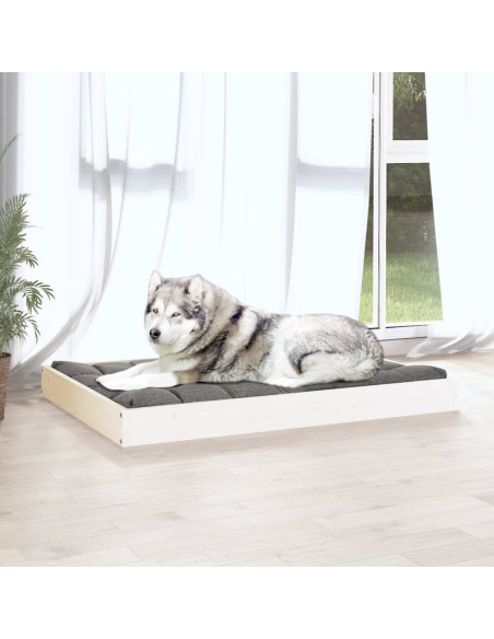 Cuccia per Cani Bianca 101,5x74x9 cm in Legno Massello di Pino