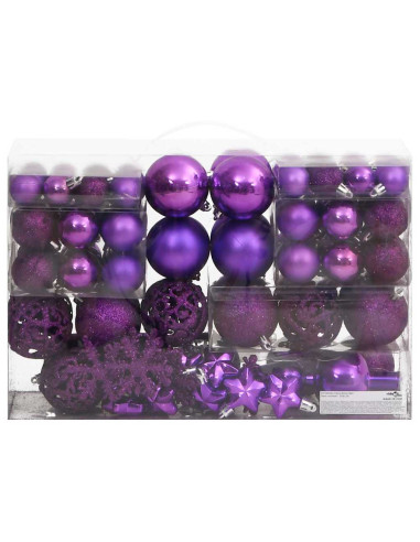 Set Palline di Natale 111 pz Viola in Polistirene