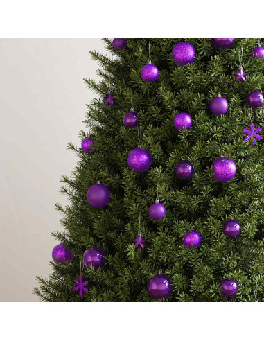 Set Palline di Natale 111 pz Viola in Polistirene