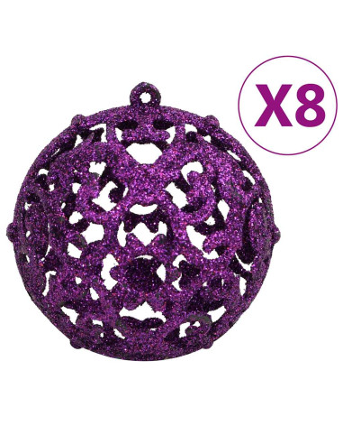 Set Palline di Natale 111 pz Viola in Polistirene