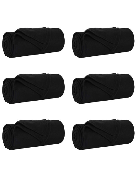 Coperte da Pile 6 pcs Nero 170 x 130 cm Panno