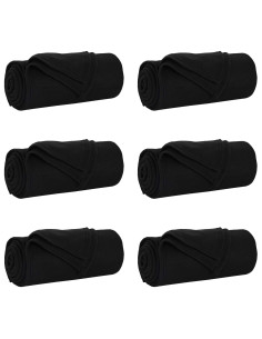 Coperte da Pile 6 pcs Nero 200 x 150 cm Panno 2