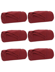Coperte da Pile 6 pcs Rosso Bordeaux 170 x 130 cm Panno 2