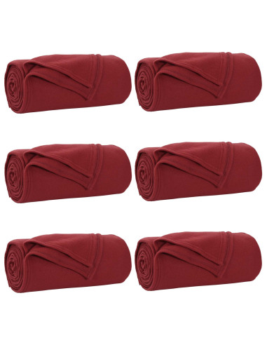 Coperte da Pile 6 pcs Rosso Bordeaux 200 x 150 cm Panno