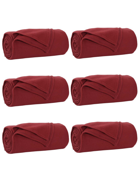Coperte da Pile 6 pcs Rosso Bordeaux 270 x 240 cm Panno