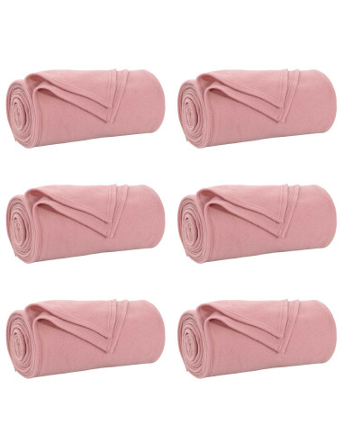 Coperte da Pile 6 pcs Rosa 200 x 150 cm Panno