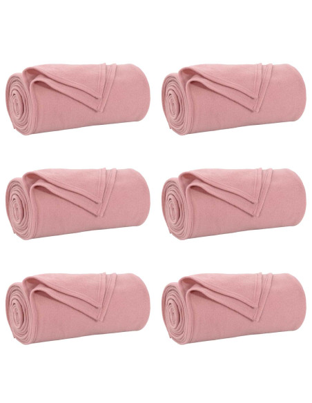Coperte da Pile 6 pcs Rosa 270 x 240 cm Panno