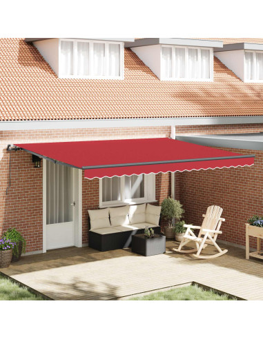 Tenda Retrattile Rosso 450 × 300 cm Poliestere e Acciaio