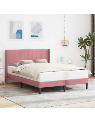 Struttura del letto con testiera Rosa 140 x 190 cm Velluto