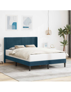 Struttura del letto con testiera Blu 140 x 190 cm Velluto