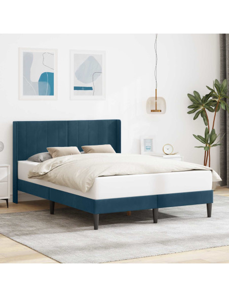 Struttura del letto con testiera Blu 140 x 190 cm Velluto
