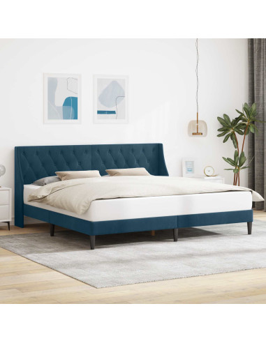 Struttura del letto con testiera Blu 200 x 200 cm Velluto