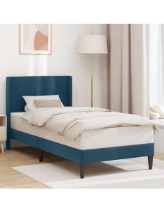 Struttura del letto con testiera Blu 80 x 200 cm Velluto