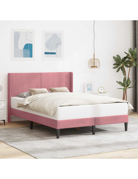 Struttura del letto con testiera Rosa 140 x 200 cm Velluto