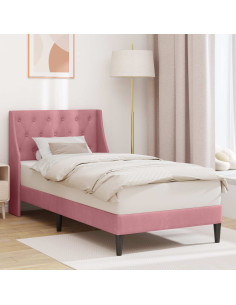 Struttura del letto con testiera Rosa 100 x 200 cm Velluto