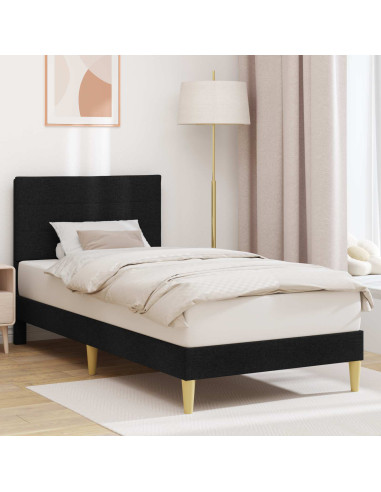 Struttura del letto con testiera Nero 90 x 190 cm Tessuto