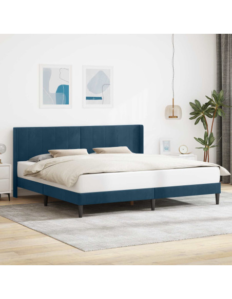 Struttura del letto con testiera Blu 200 x 200 cm Velluto