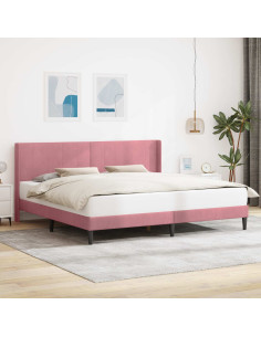 Struttura del letto con testiera Rosa 200 x 200 cm Velluto
